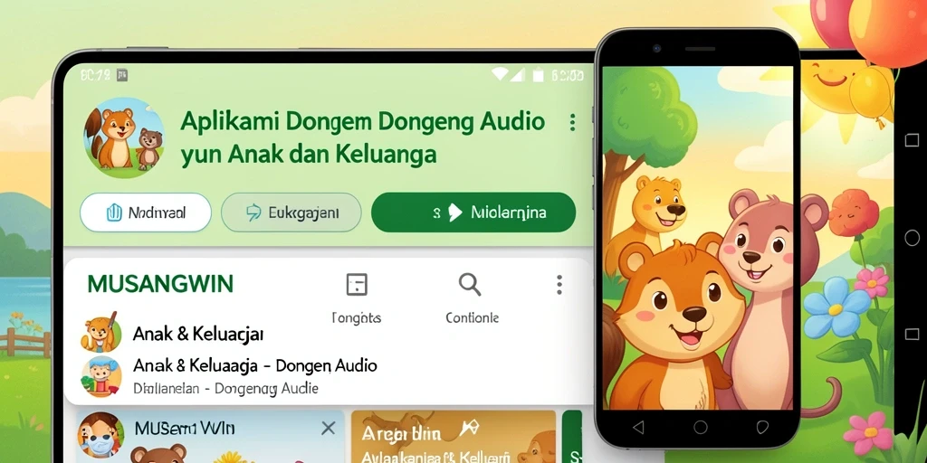 Antarmuka aplikasi MUSANGWIN yang menarik untuk Dongeng Audio.