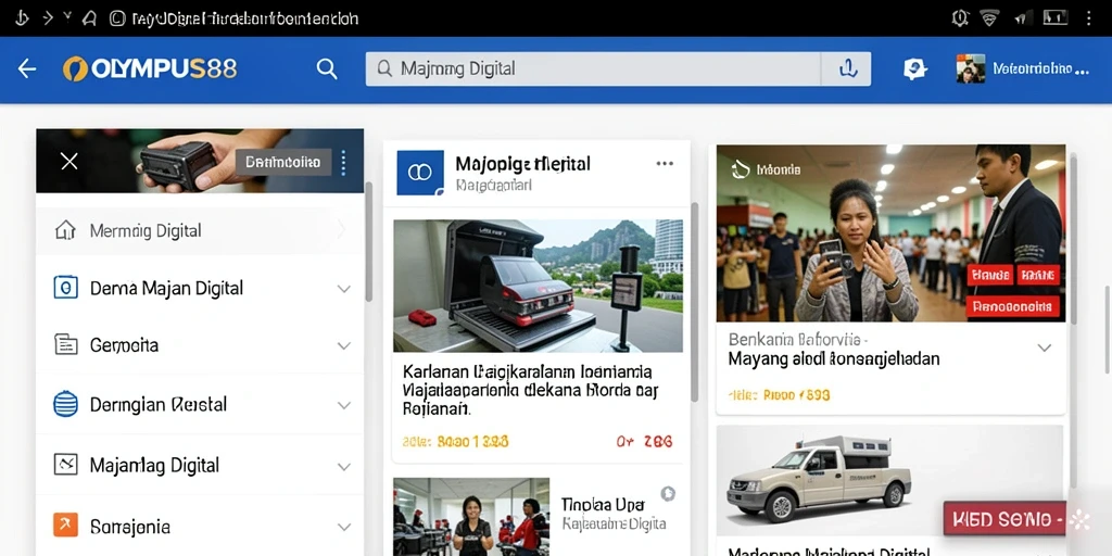 Tampilan antarmuka aplikasi Majalah Digital OLYMPUS88 yang menarik dan mudah digunakan.