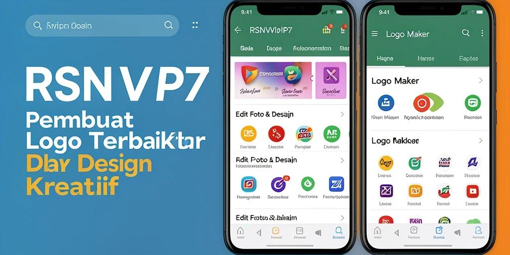 Antarmuka RSNVIP7 menampilkan alat desain logo yang lengkap dan menarik.
