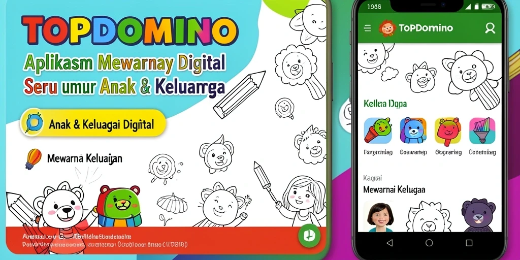 Antarmuka aplikasi TOPDOMINO dengan beragam pilihan gambar mewarnai.