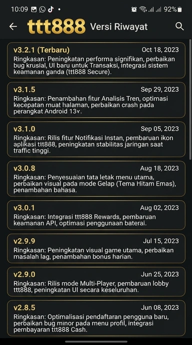 Riwayat versi ttt888 yang terbaru dan menarik